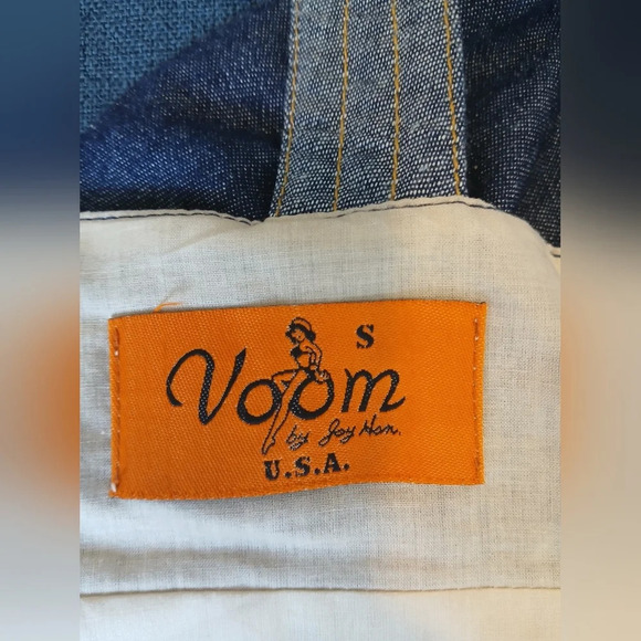 💚5/$25 Voom Dark Denim Luxe Denim Sun Dress Pockets Mini Small Cotton Chambray - Picture 4 of 7